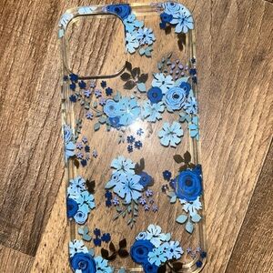 iPhone 14/14 Pro Blue Floral Clear Phone Case - Unbranded